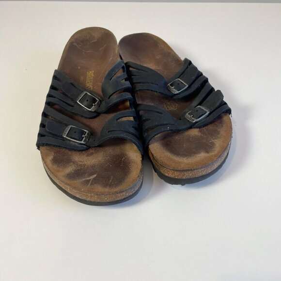 Birkenstock Womens Granada Double Straps Birk Sandals Brown 9 Flat Open Slide - Picture 2 of 9